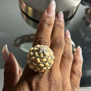 Cream Embellished Ring